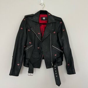 Catwalk Junkie 100% Leather Jacket with Lips